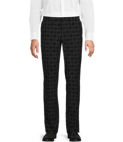 Murano Big & Tall The Holiday Edit Collection Alex Slim Fit Geo Flocked Suit Separates Dress Pants