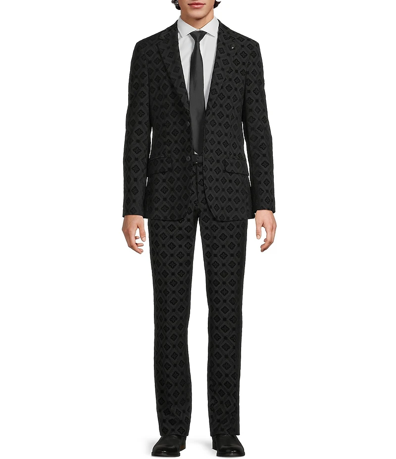Murano Big & Tall The Holiday Edit Collection Slim Fit Geo Flocked Suit Separates Blazer