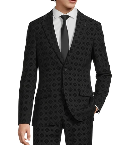 Murano Big & Tall The Holiday Edit Collection Slim Fit Geo Flocked Suit Separates Blazer