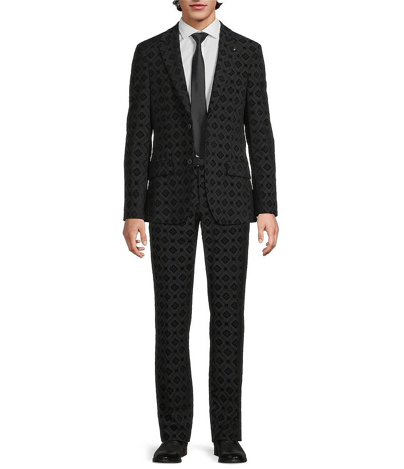 Murano Big & Tall The Holiday Edit Collection Slim Fit Geo Flocked Suit Separates Blazer