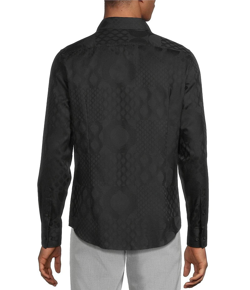 Murano Big & Tall The Murano Show Collection Slim Fit Bulb Pattern Jacquard Long Sleeve Woven Shirt