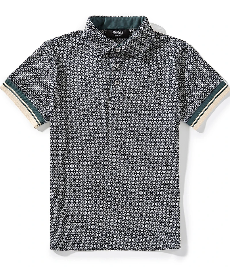 Murano Big Boys Liquid Luxury Slim Fit Printed Interlock Polo Shirt