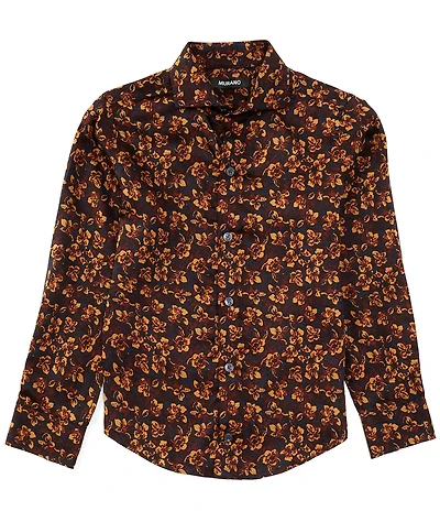 Murano Big Boys Long Sleeve Floral Print Button Front Shirt