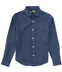 Murano Big Boys Long Sleeve Performance Stretch Diamond Print Button-Down Shirt
