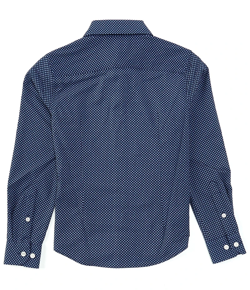 Murano Big Boys Long Sleeve Performance Stretch Diamond Print Button-Down Shirt