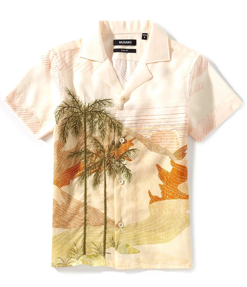 Murano Big Boys Slim Outback Print Camp Shirt