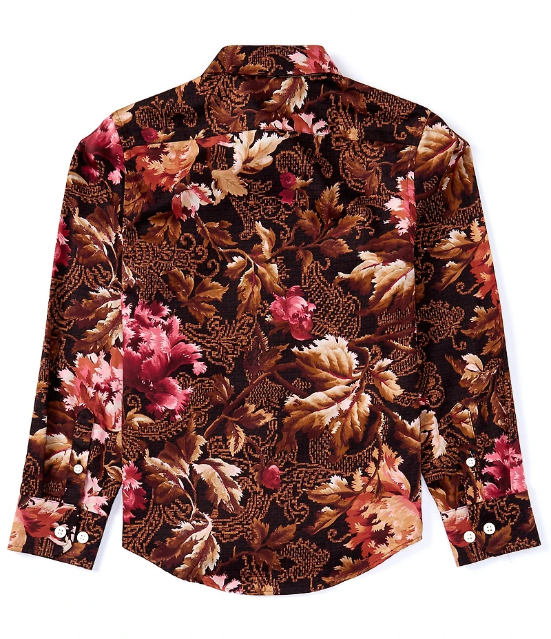 Murano Big Boys Slim Sateen Floral Print Shirt