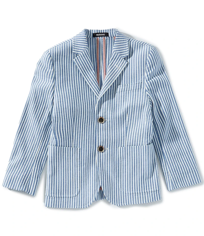 Murano Big Boys Slim Seersucker Notch Lapel Blazer