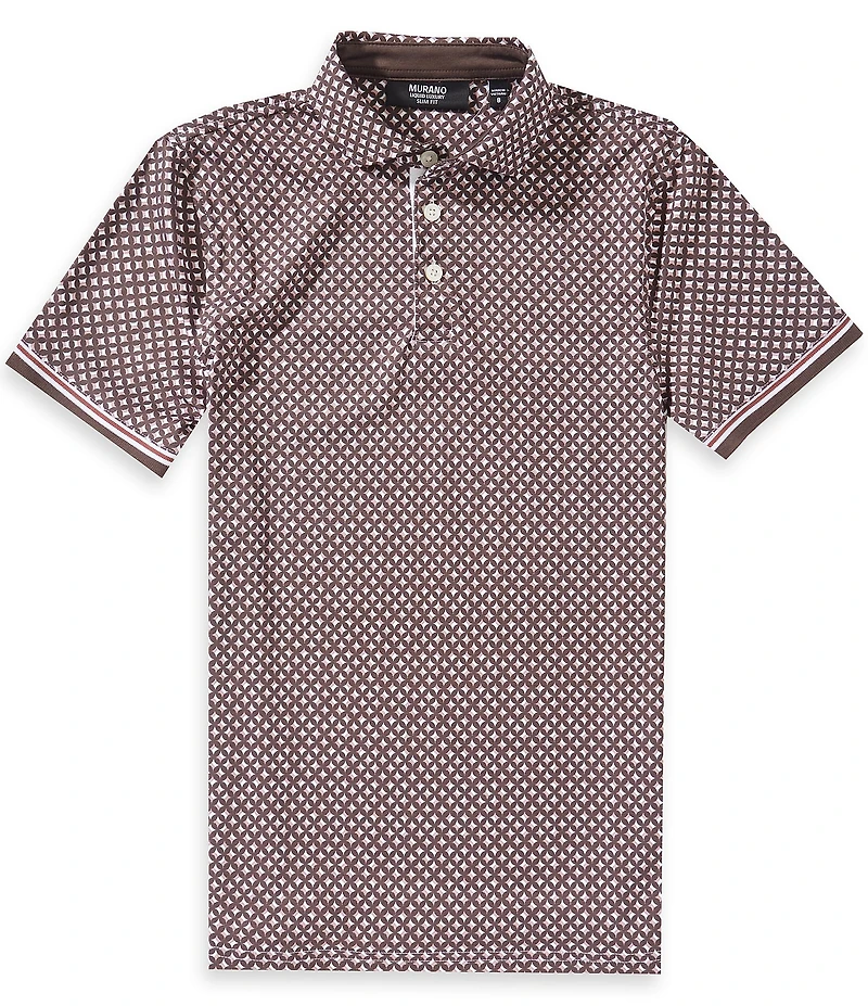 Murano Big Boys Liquid Luxury Slim Geometric Printed Short Sleeve Polo Shirt