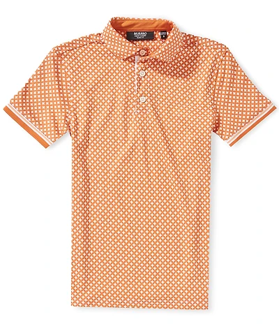 Murano Big Boys Liquid Luxury Slim Geometric Printed Short Sleeve Polo Shirt