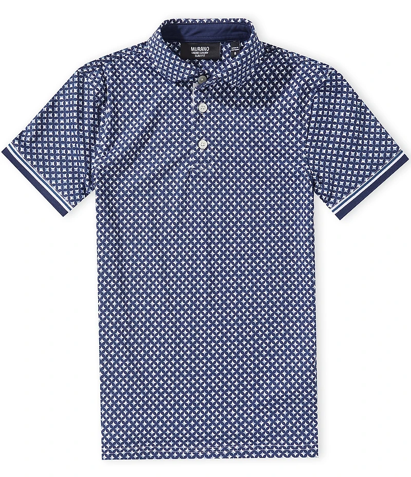 Murano Big Boys Liquid Luxury Slim Geometric Printed Short Sleeve Polo Shirt