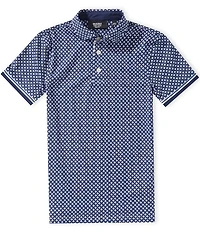 Murano Big Boys Liquid Luxury Slim Geometric Printed Short Sleeve Polo Shirt