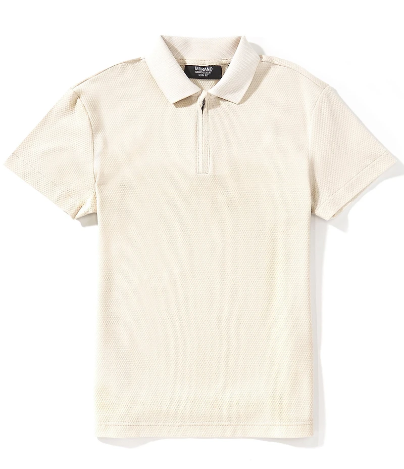 Murano Big Boys Liquid Luxury Slim Zip Placket Short Sleeve Polo