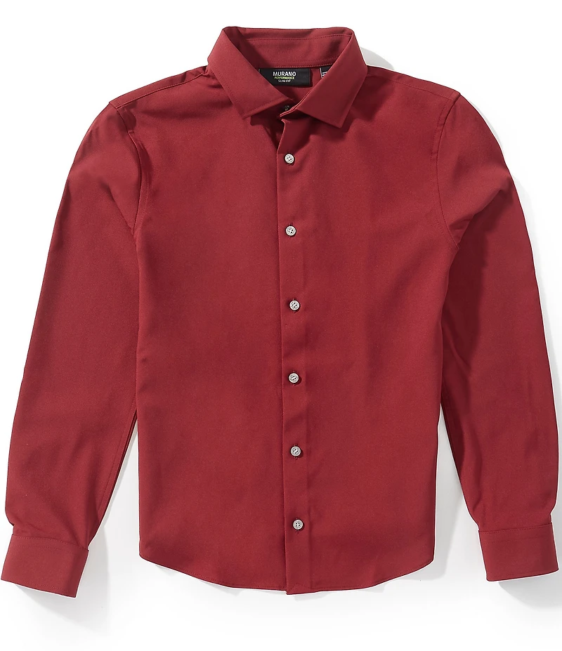 Murano Big Boys Slim Performance Solid Button-Front Dress Shirt