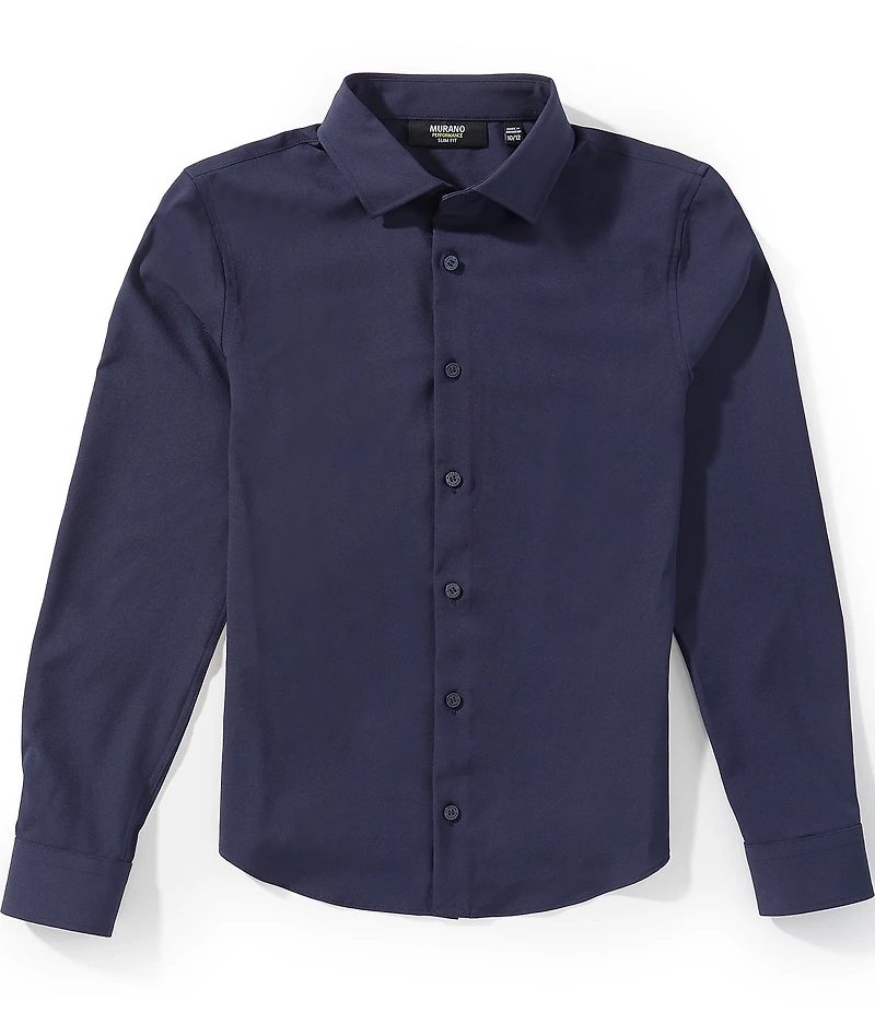 Murano Big Boys Slim Performance Solid Button-Front Dress Shirt