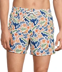 Murano Blue Jay Tropical Print 5#double; Inseam Swim Trunks
