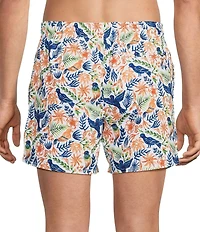 Murano Blue Jay Tropical Print 5#double; Inseam Swim Trunks
