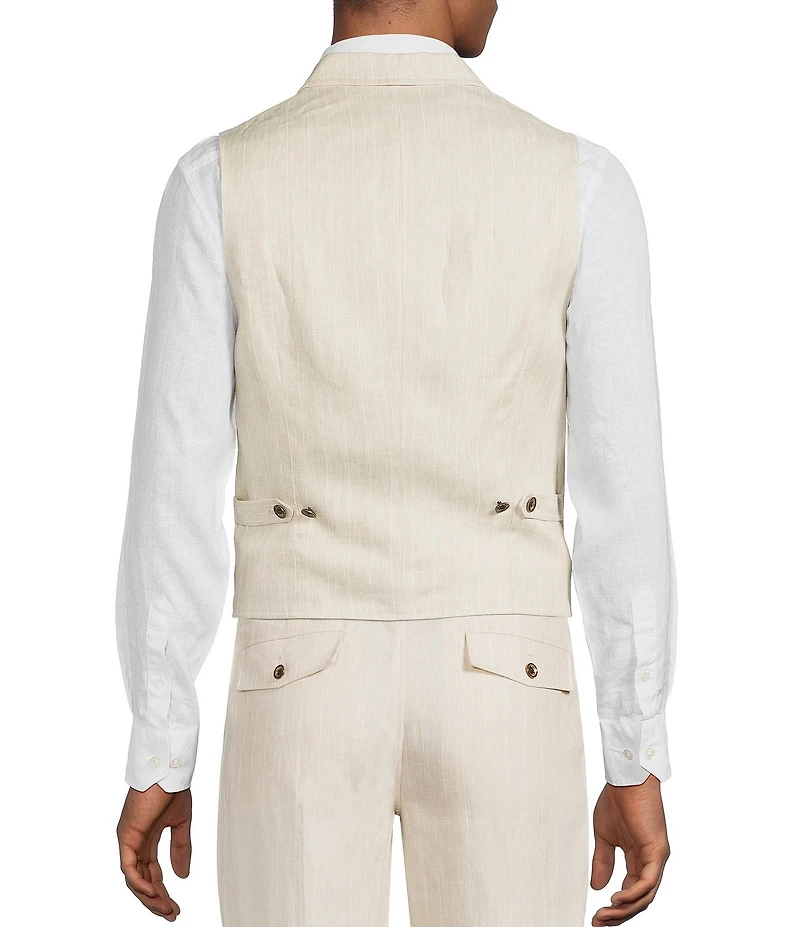 Murano Classic Fit Linen Suit Separates Pinstripe Vest