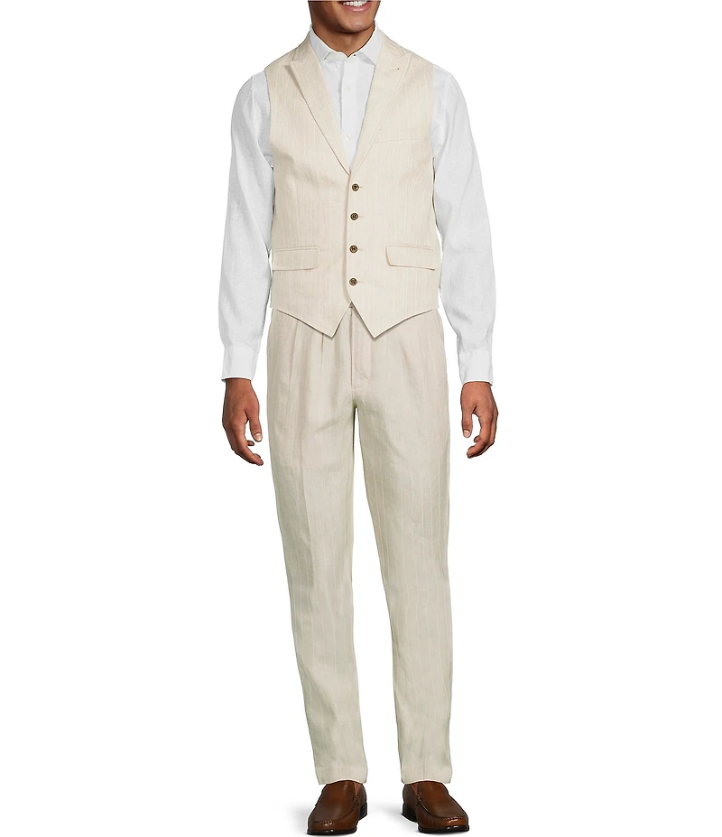 Murano Classic Fit Linen Suit Separates Pinstripe Vest