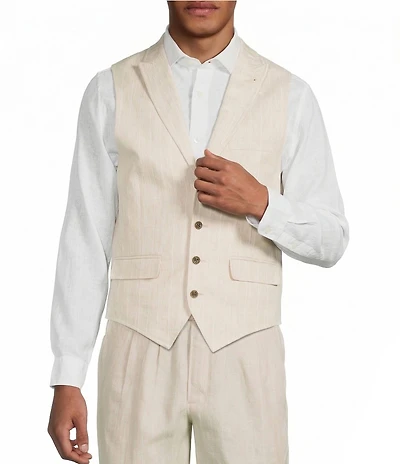 Murano Classic Fit Linen Suit Separates Stripe Vest