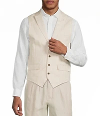 Murano Classic Fit Linen Suit Separates Stripe Vest