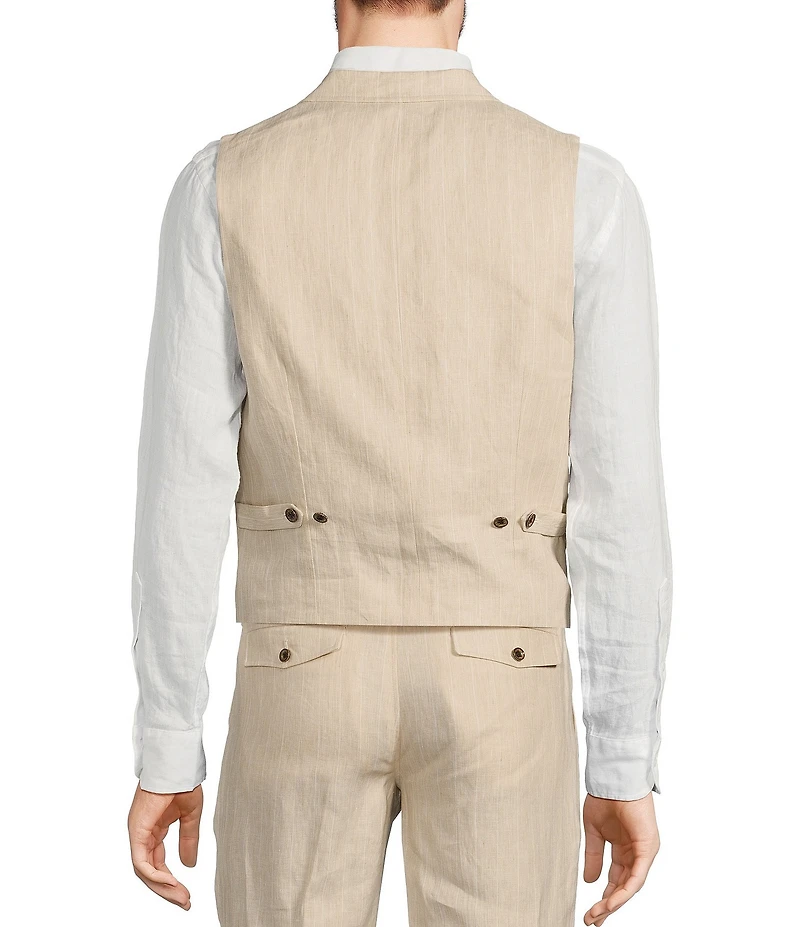 Murano Classic Fit Linen Suit Separates Stripe Vest