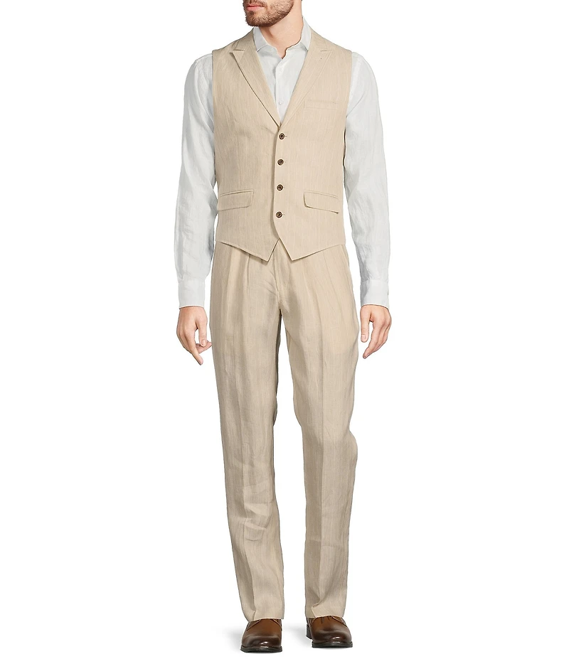 Murano Classic Fit Linen Suit Separates Stripe Vest