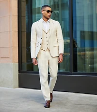 Murano Classic Fit Linen Suit Separates Stripe Vest
