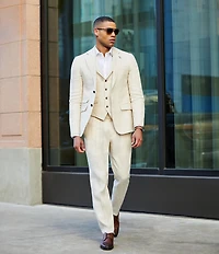 Murano Classic Fit Linen Suit Separates Stripe Vest