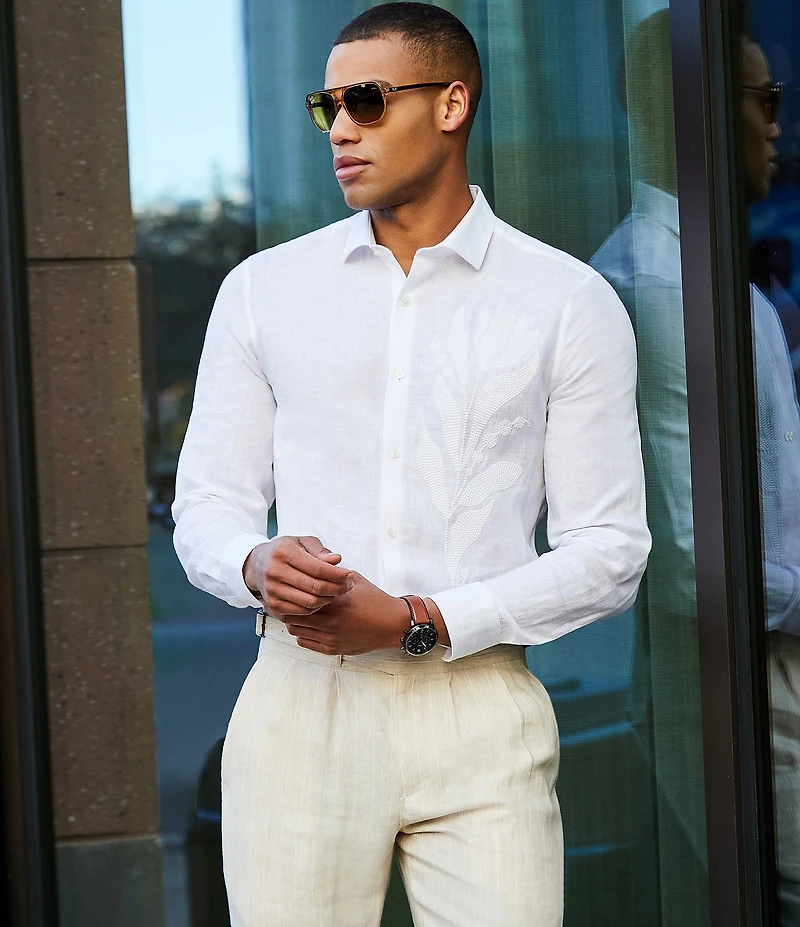 Murano Classic Fit Linen Suit Separates Stripe Vest