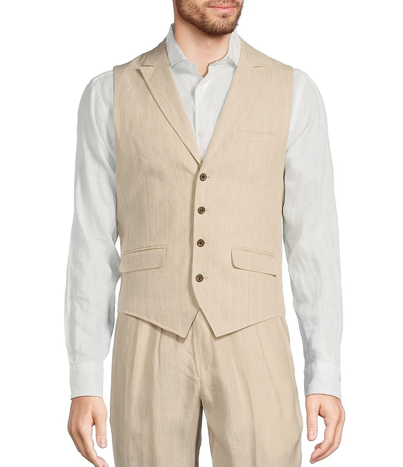 Murano Classic Fit Linen Suit Separates Stripe Vest