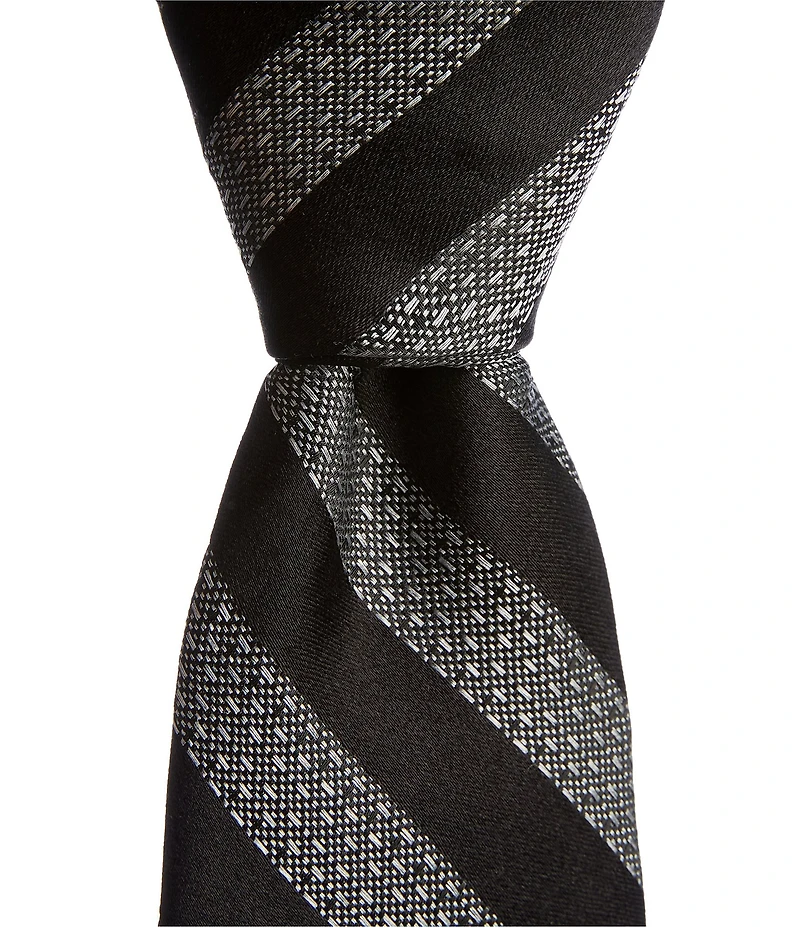Murano Clayton Redone Stripe 3#double; Narrow Woven Silk Blend Tie