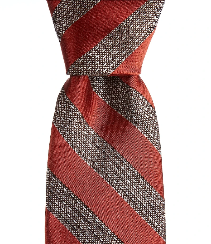 Murano Clayton Redone Stripe 3#double; Narrow Woven Silk Blend Tie