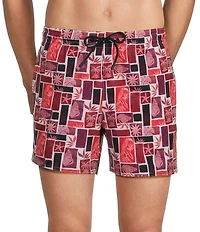 Murano Collage Print 5#double; Inseam Swim Trunks