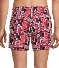 Murano Collage Print 5#double; Inseam Swim Trunks