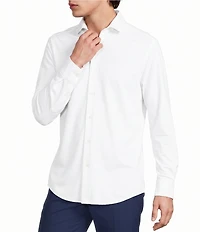 Murano Collezione Athletic Fit Textured Stretch Long Sleeve Woven Shirt