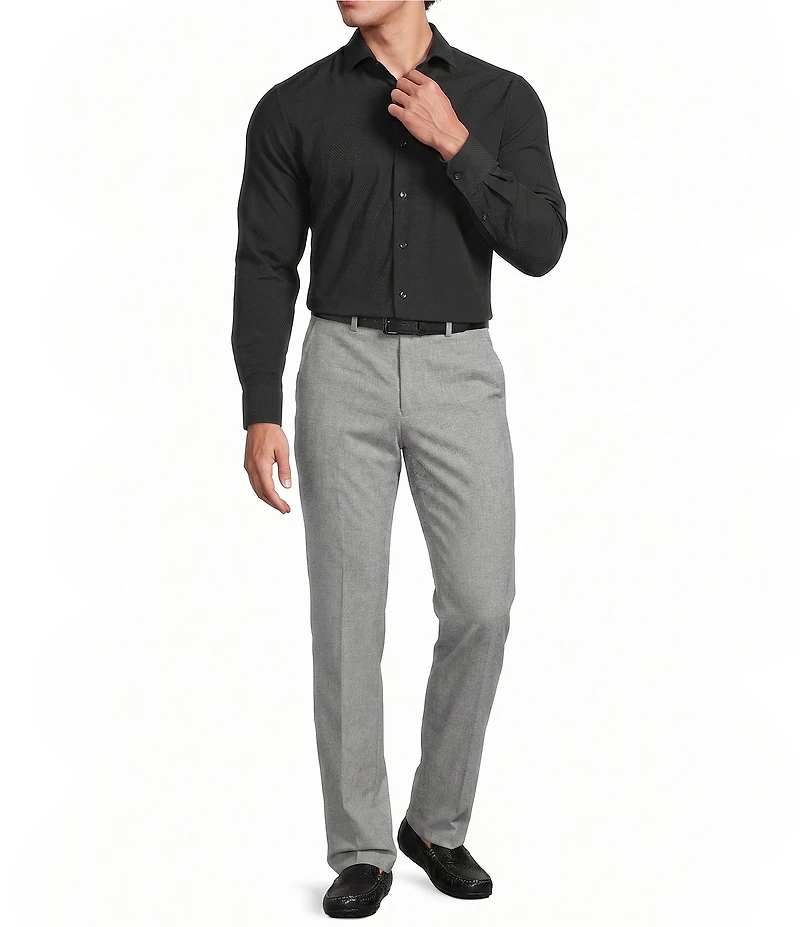 Murano Collezione Athletic Fit Textured Stretch Long Sleeve Woven Shirt