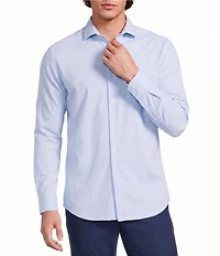Murano Collezione Athletic Fit Textured Stretch Long Sleeve Woven Shirt