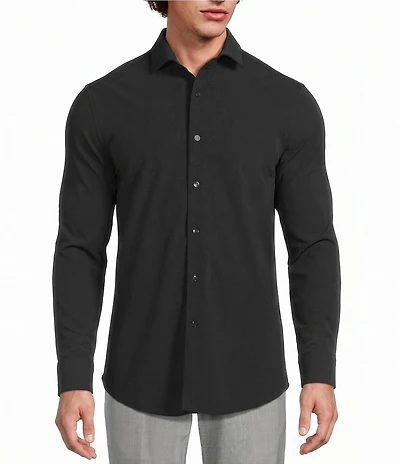 Murano Collezione Athletic Fit Textured Stretch Long Sleeve Woven Shirt