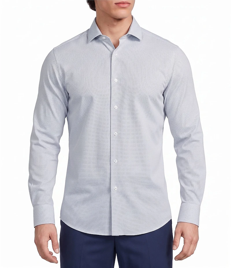 Murano Collezione Canclini Athletic Fit Chevron Techno Long Sleeve Woven Shirt