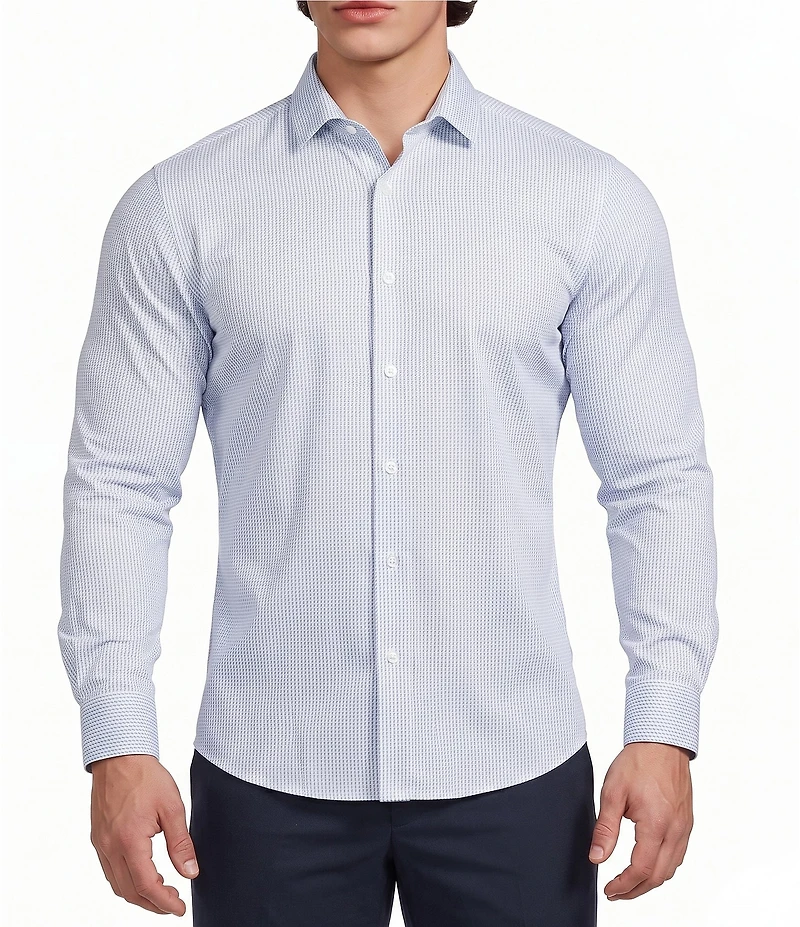 Murano Collezione Canclini Athletic Fit Dash Stripe Long Sleeve Techno Woven Shirt
