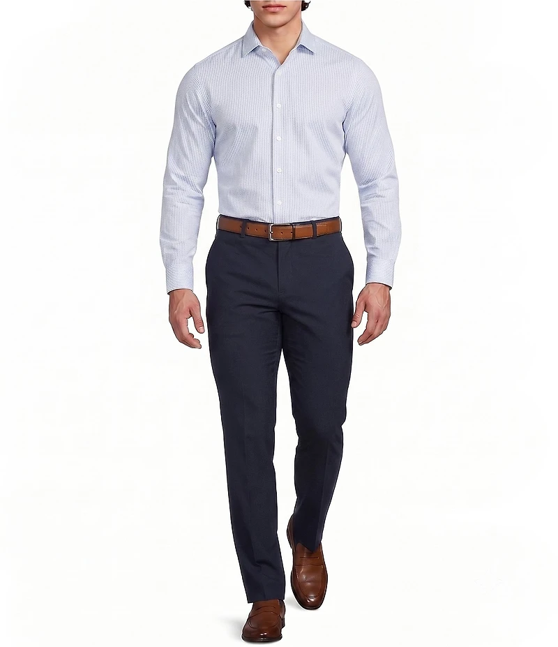 Murano Collezione Canclini Athletic Fit Dash Stripe Long Sleeve Techno Woven Shirt