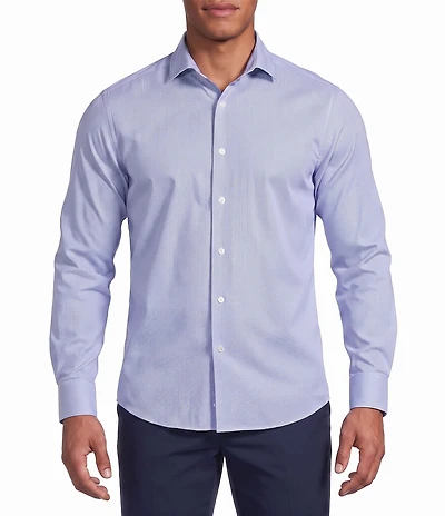Murano Collezione Canclini Athletic Fit Micro Geometric Pattern Long Sleeve Techno Woven Shirt
