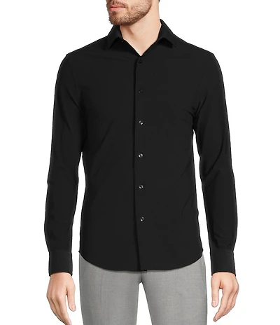 Collezione Eurojersey Slim-Fit Stretch Solid Textured Long Sleeve Woven Shirt