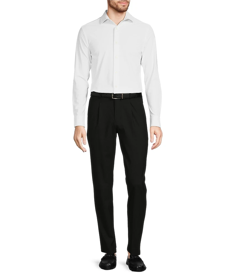 Collezione Eurojersey Slim-Fit Stretch Solid Textured Long Sleeve Woven Shirt