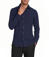 Collezione Eurojersey Slim-Fit Stretch Solid Textured Long Sleeve Knit Shirt
