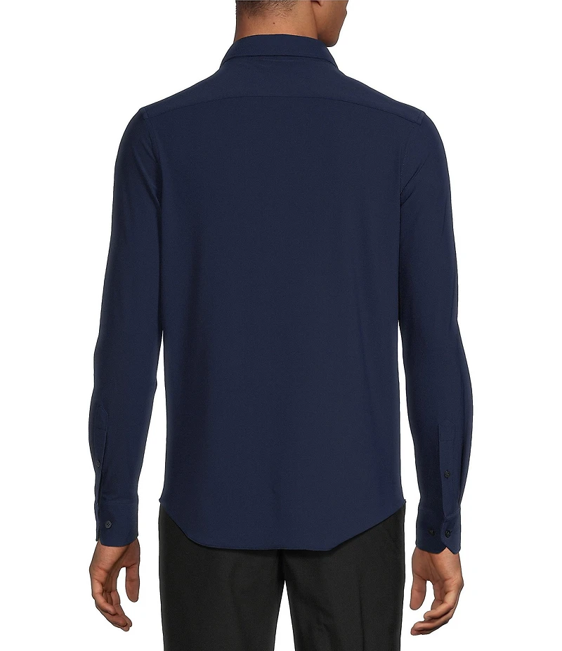 Collezione Eurojersey Slim-Fit Stretch Solid Textured Long Sleeve Knit Shirt