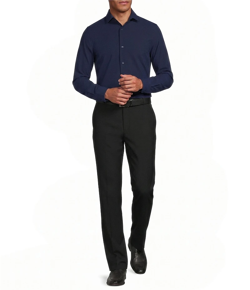 Collezione Eurojersey Slim-Fit Stretch Solid Textured Long Sleeve Knit Shirt
