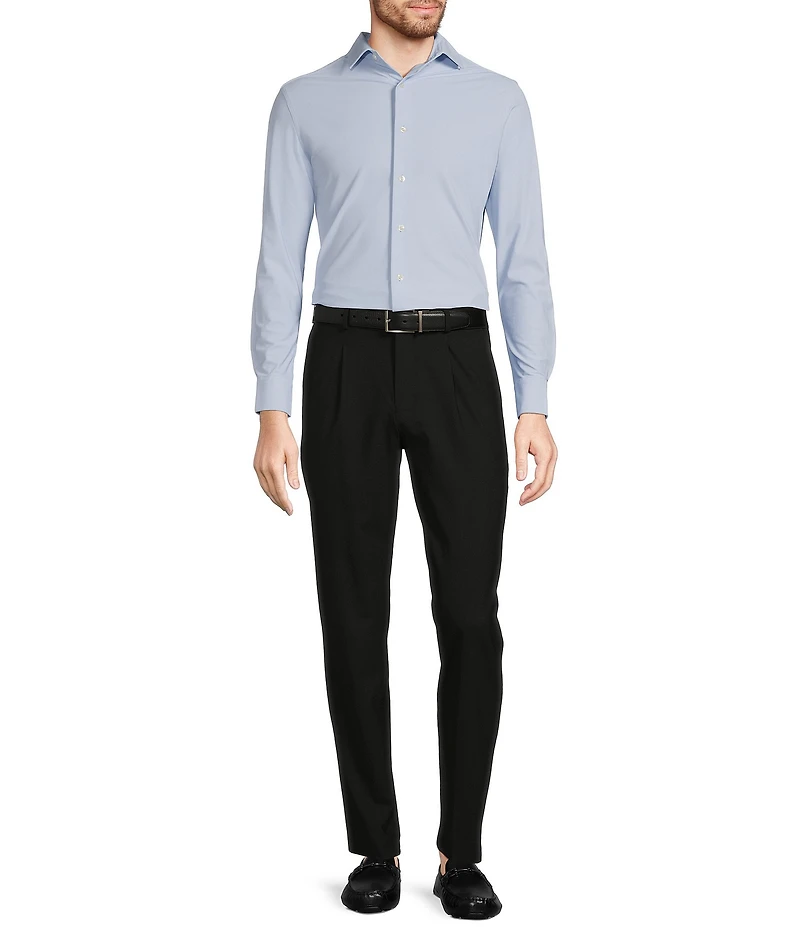 Collezione Eurojersey Slim-Fit Stretch Solid Textured Long Sleeve Woven Shirt