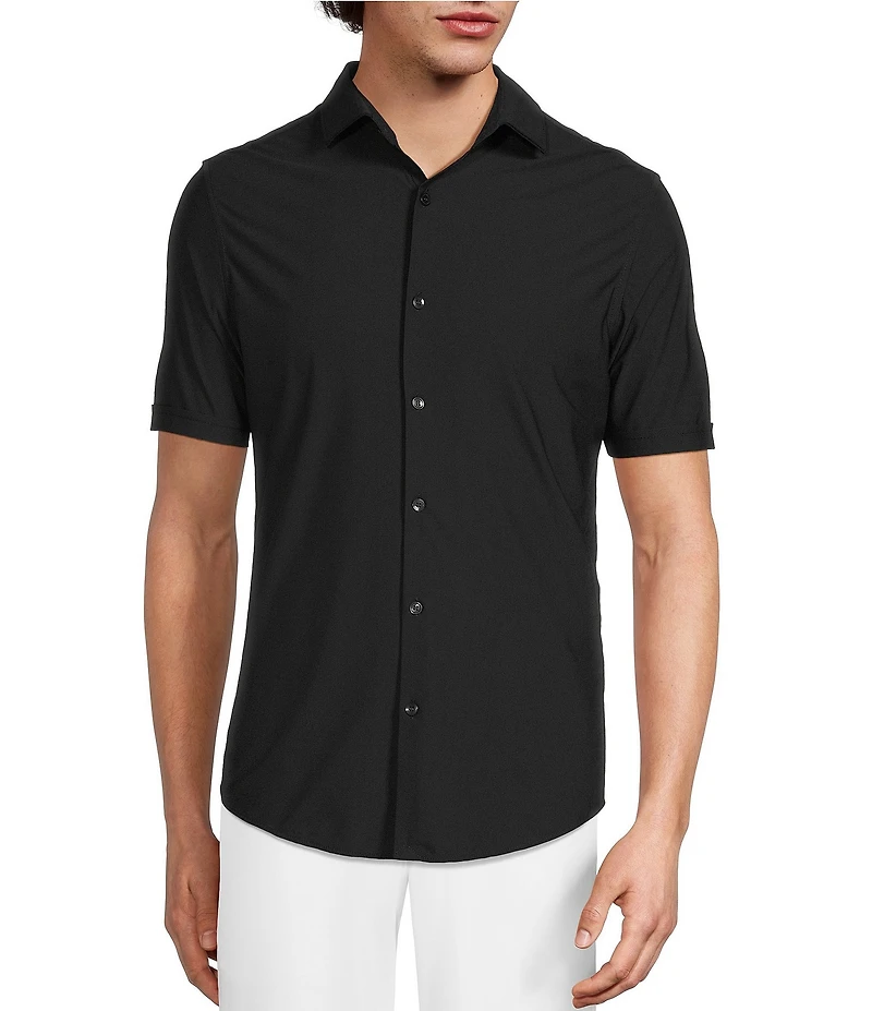 Murano Collezione Canclini Solid Slim Fit Short Sleeve Woven Shirt